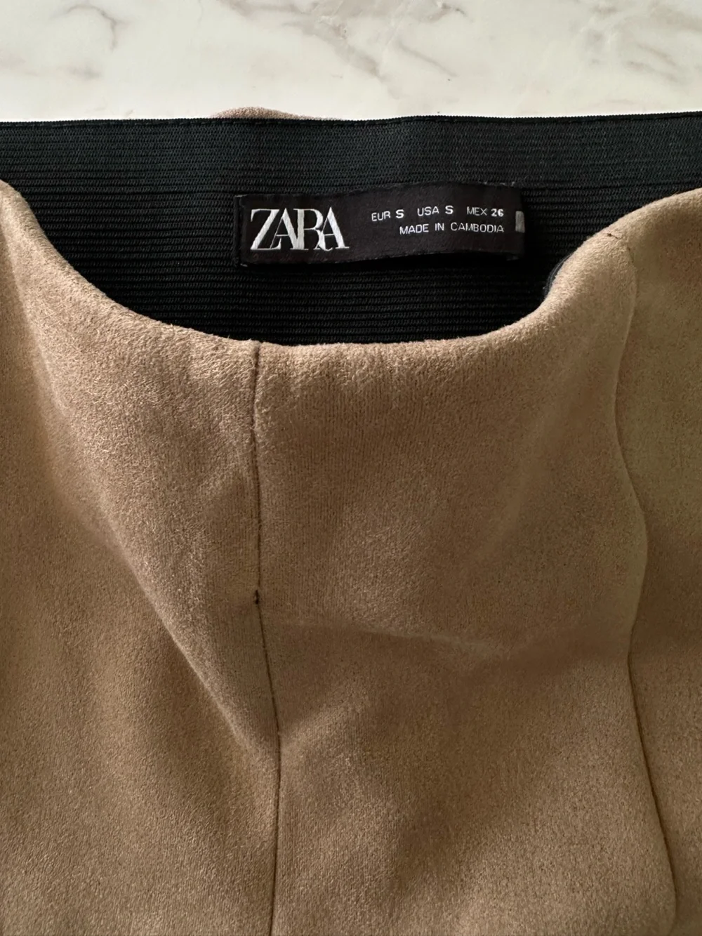 Zara Faux Suede High Waisted Tan Leggings Size Small